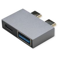 ROLINE Adaptateur USB 3.2 Gen 2, 2x USB Type C - 1x USB Type A + 1x USB C, M/F, argent