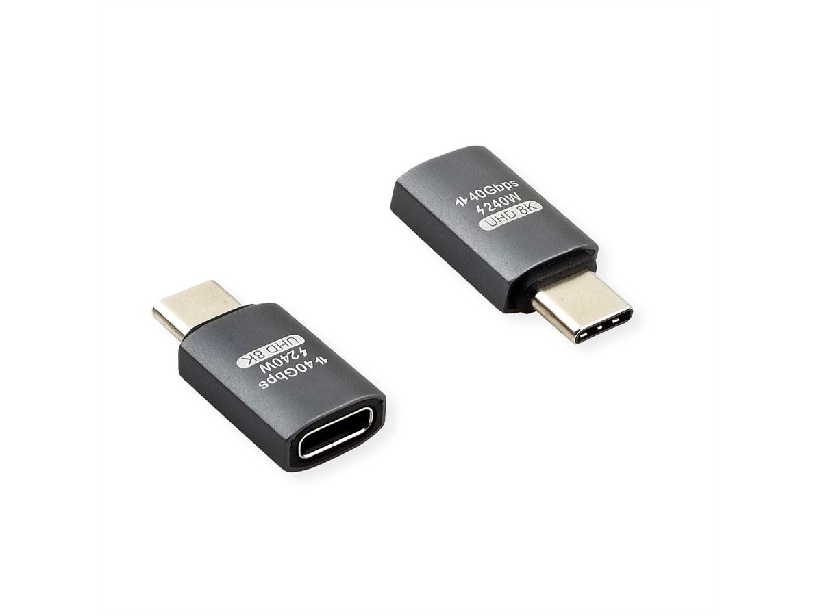 ROLINE USB4 Gen 3x2 Adapter Typ C ST/BU, Aluminium, gerade, silberfarben