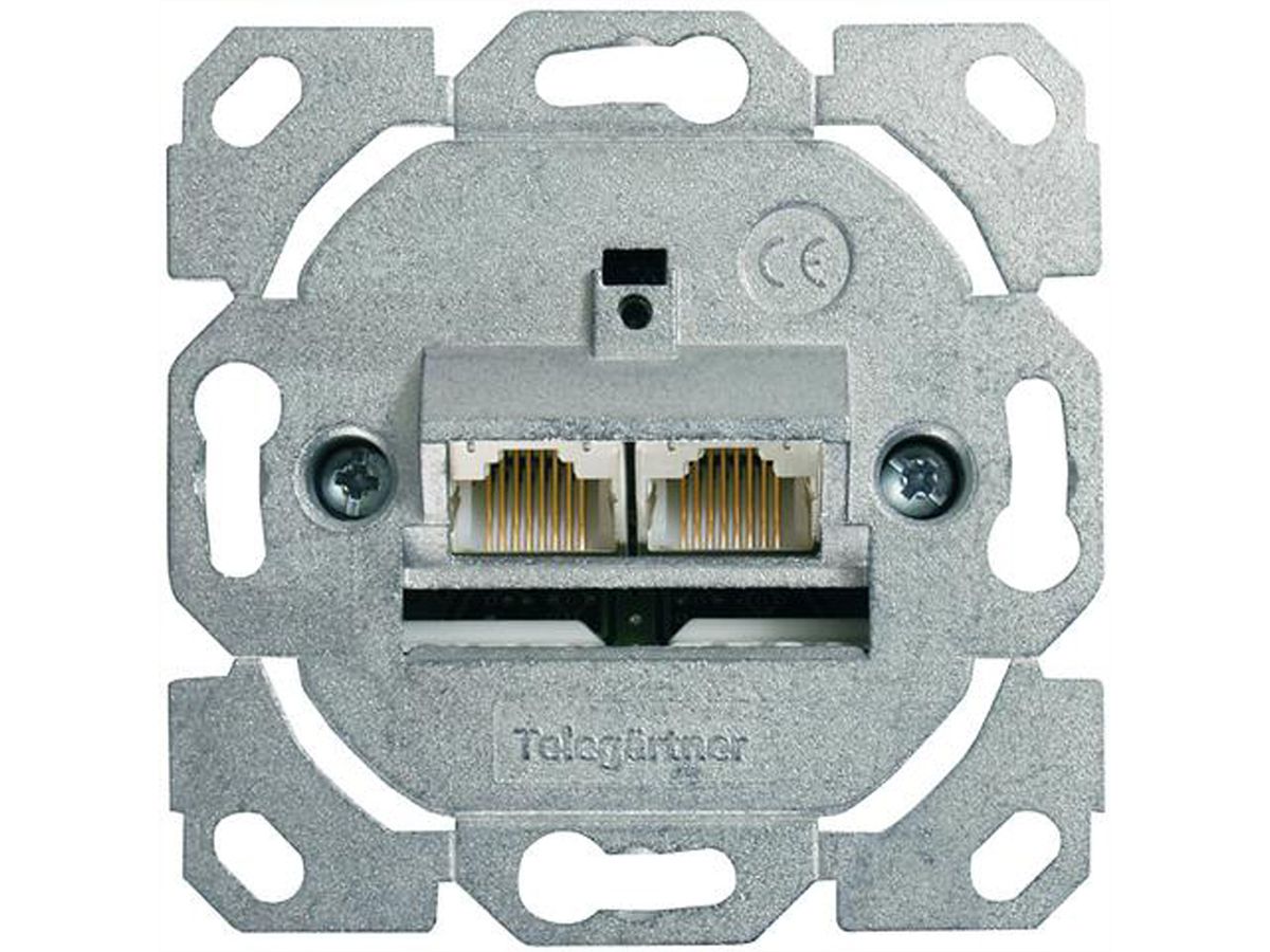 TELEGÄRTNER Embase AMJ45 sans plaque centrale 2xRJ45 Cat.6 (Classe E), (A+C)