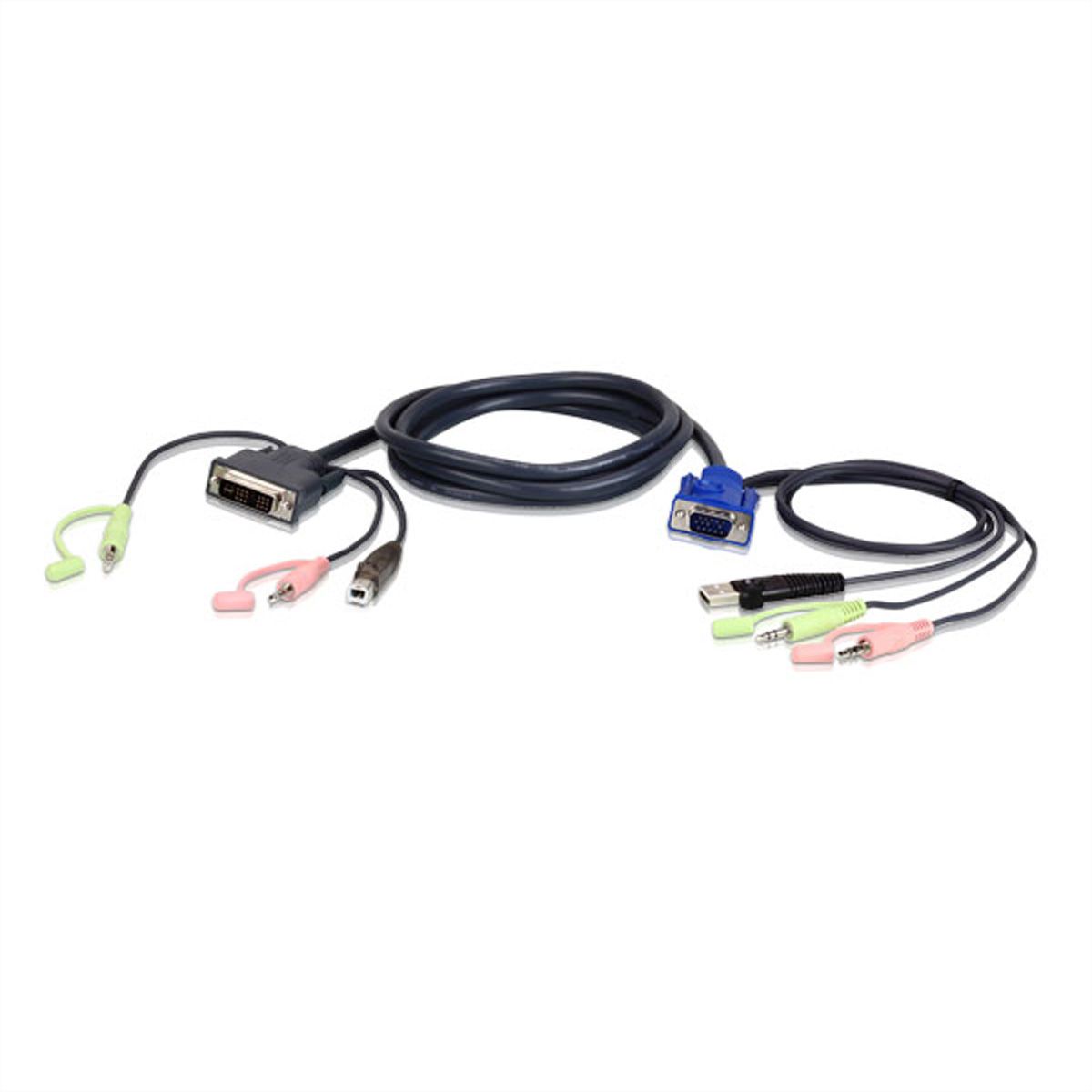 ATEN 2L-7DX3U Câble KVM VGA vers DVI, noir, 3 m