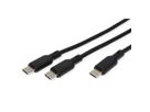 VALUE Câble de chargement USB2.0 en Y, Type C vers 2x C, M/M, max. 100W, noir, 1,8 m