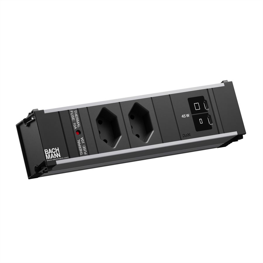 BACHMANN CONI S 2xCH 0° 1xUSB C/C 45W, L=0,2m