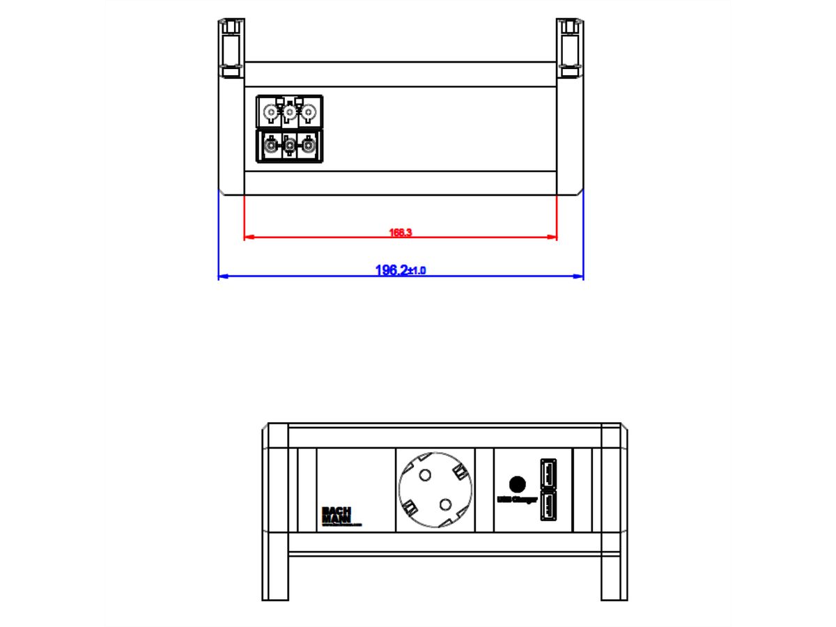 BACHMANN DESK 1x contact de protection 1x chargeur USB, Chargeur USB 22W 0,2m GST18 blanc