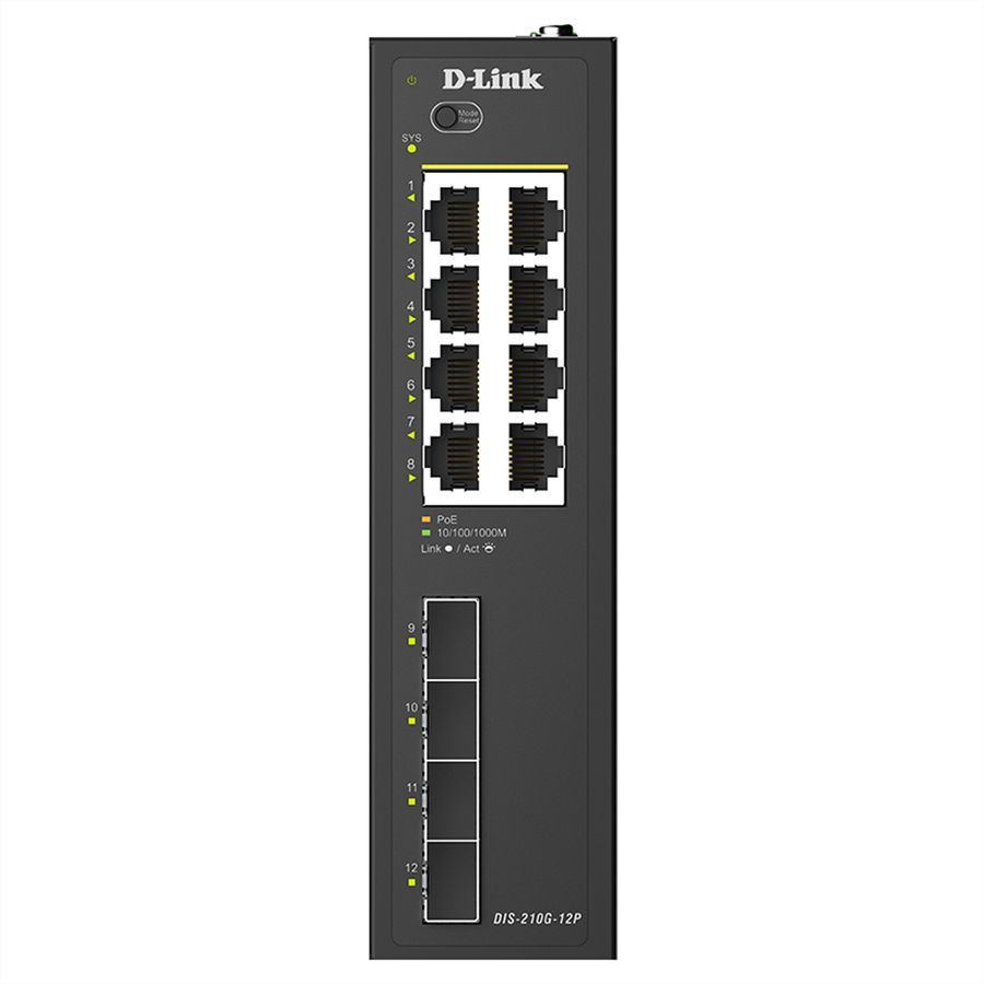 D-Link DIS-210G-12P Switch 12 ports, Smart Managed Gigabit PoE industriel