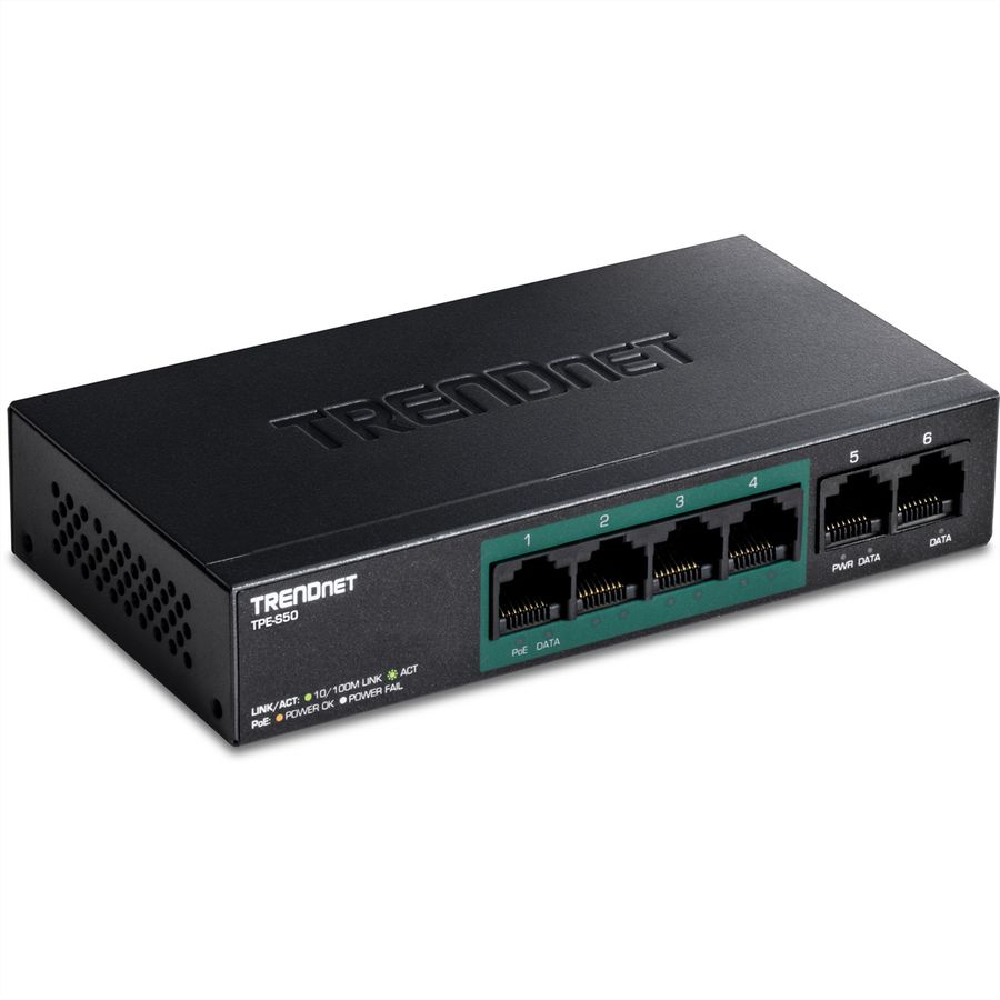 TRENDnet TPE-S50 6-Port PoE Switch 10/100Mbps 60W