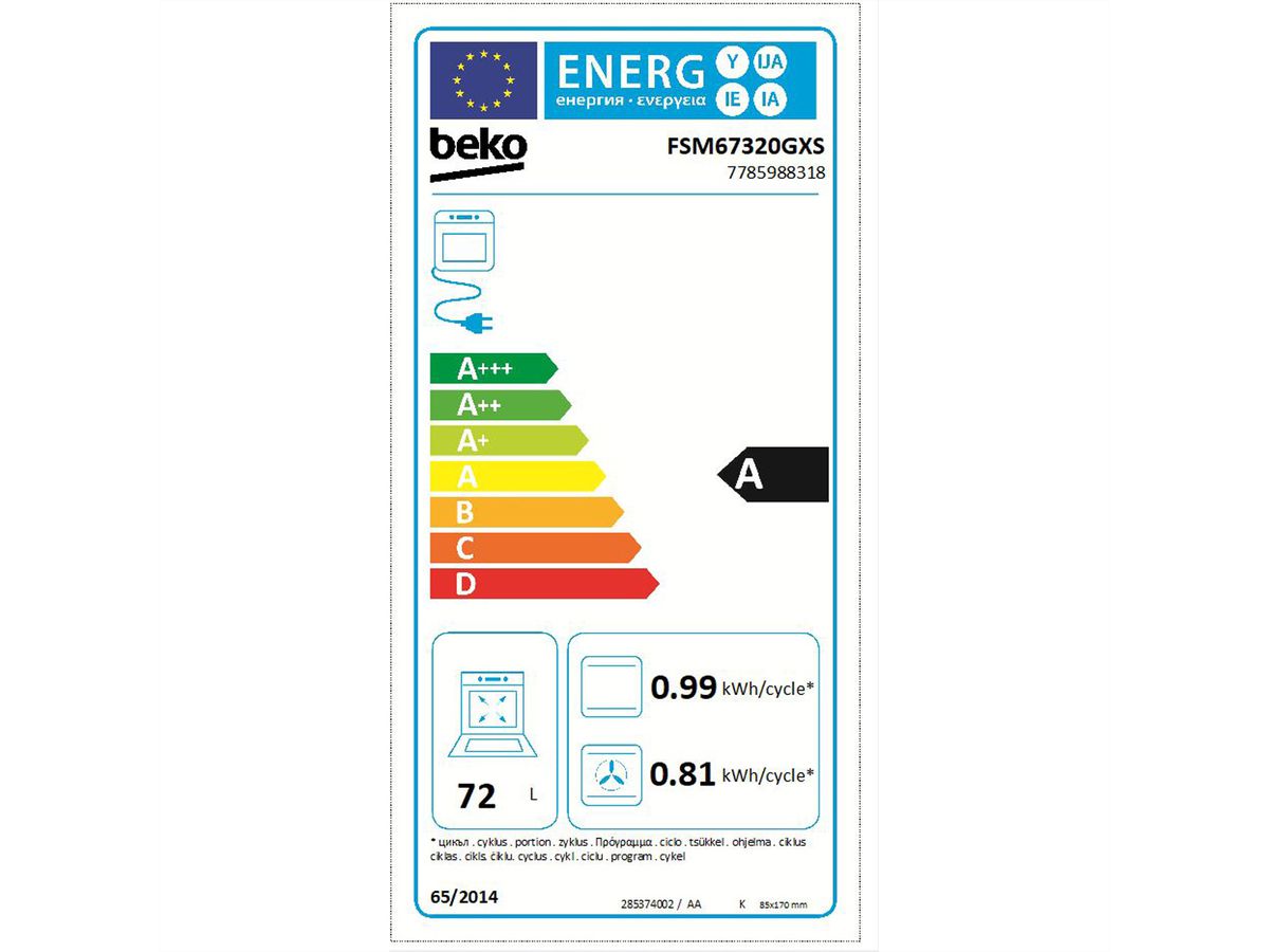 Beko Elektroherd FSM67320GXS Elektroherd mit Glaskeramik-Kochfeld