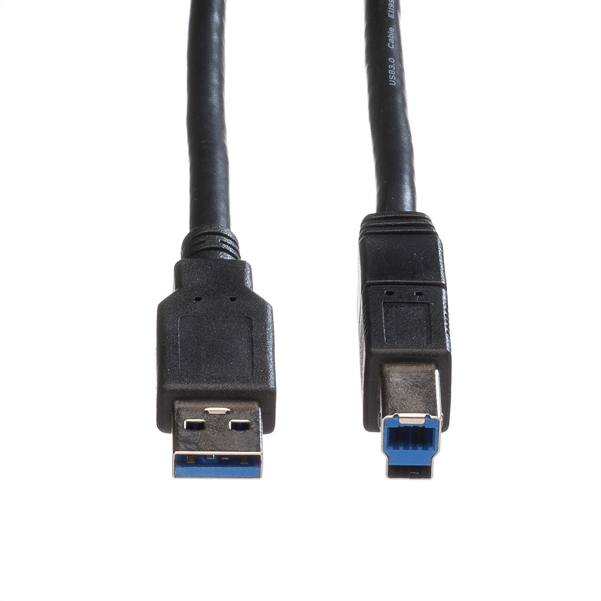 ROLINE USB 3.2 Gen 1 Kabel, Typ A-B, schwarz, 0,8 m