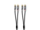 Nedis Stereo-Audiokabel, 2x Cinch, ST/ST, grau, 1 m