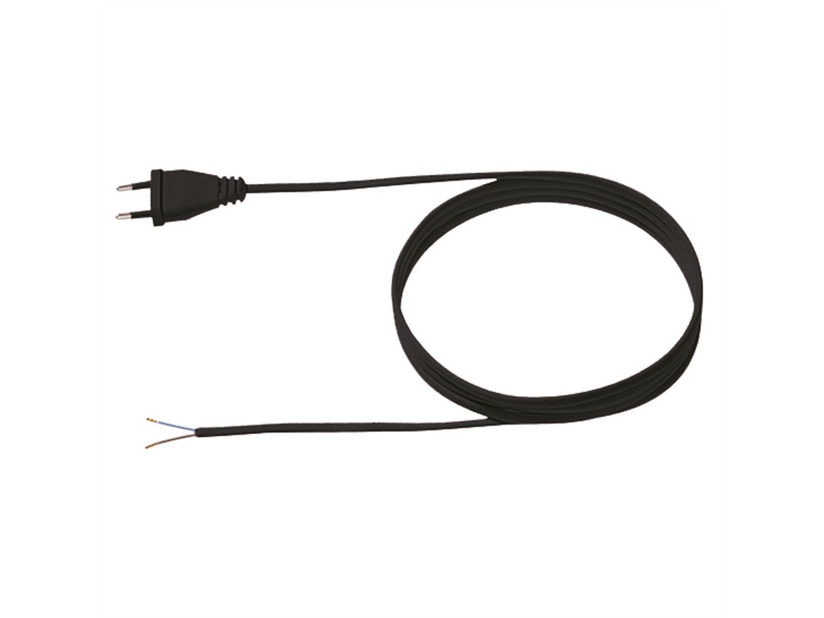 BACHMANN Câble 2x0,75 3m noir, H03VVH2-F Connecteur Euro, non emballé