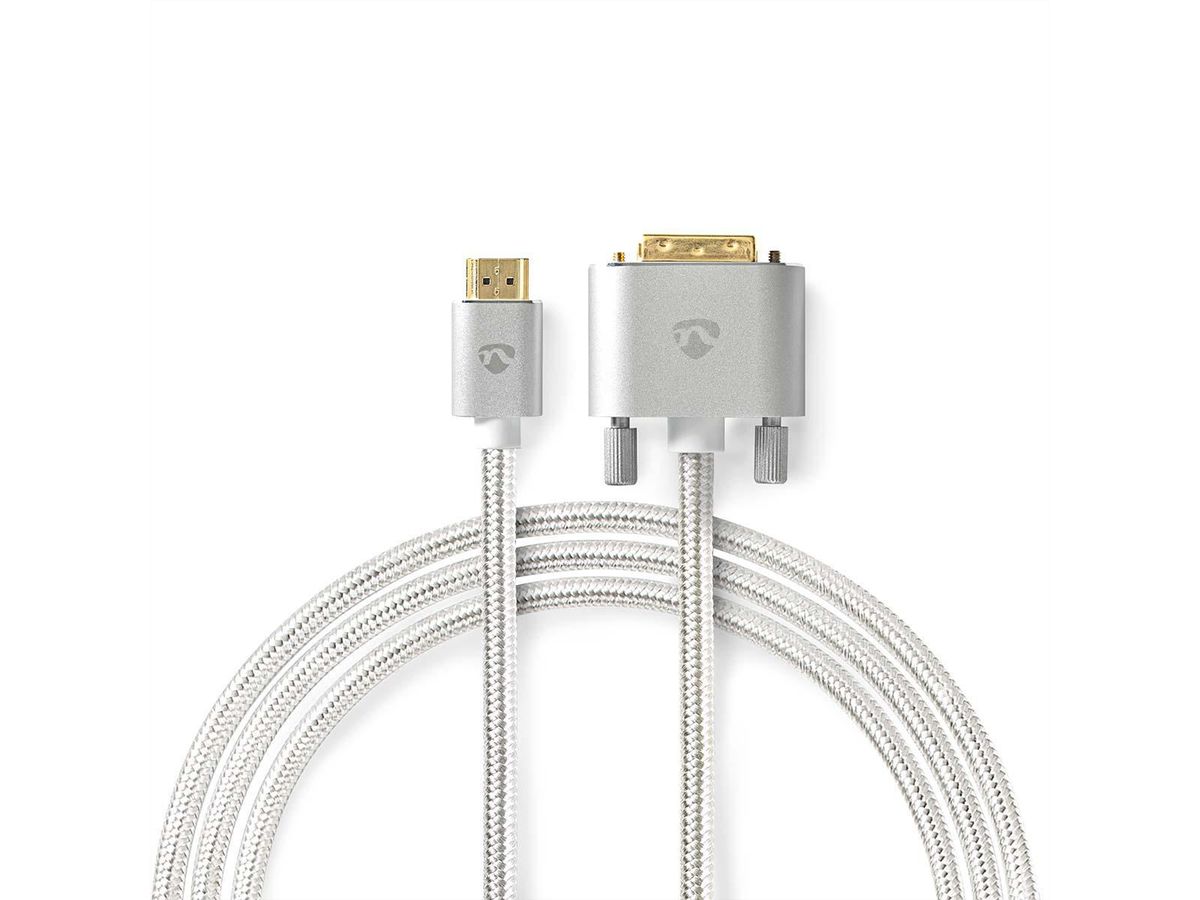 Nedis DVI vers HDMI, ST/ST, argent, 2 m