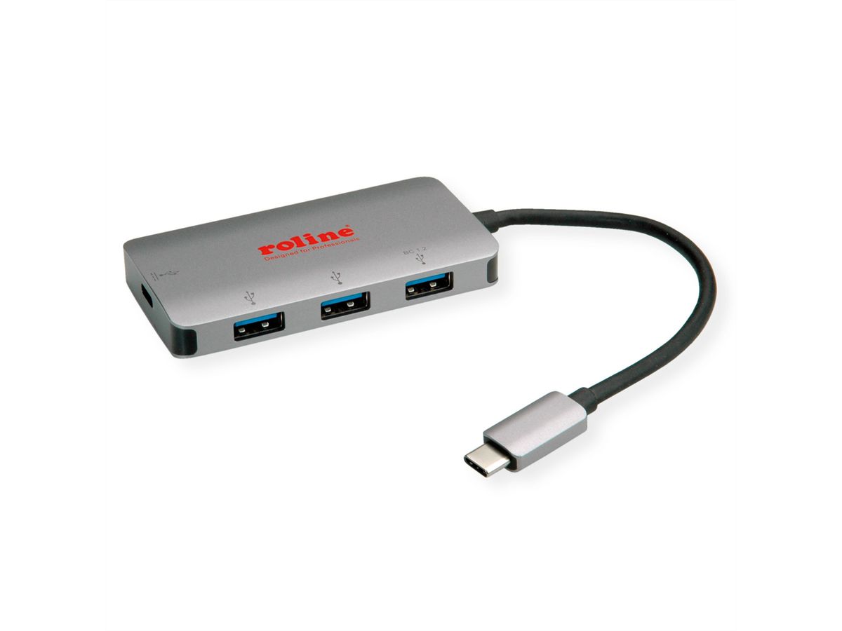 ROLINE USB 3.2 Gen 1 Hub, 3fach, Typ C Anschlusskabel (PD+Data)
