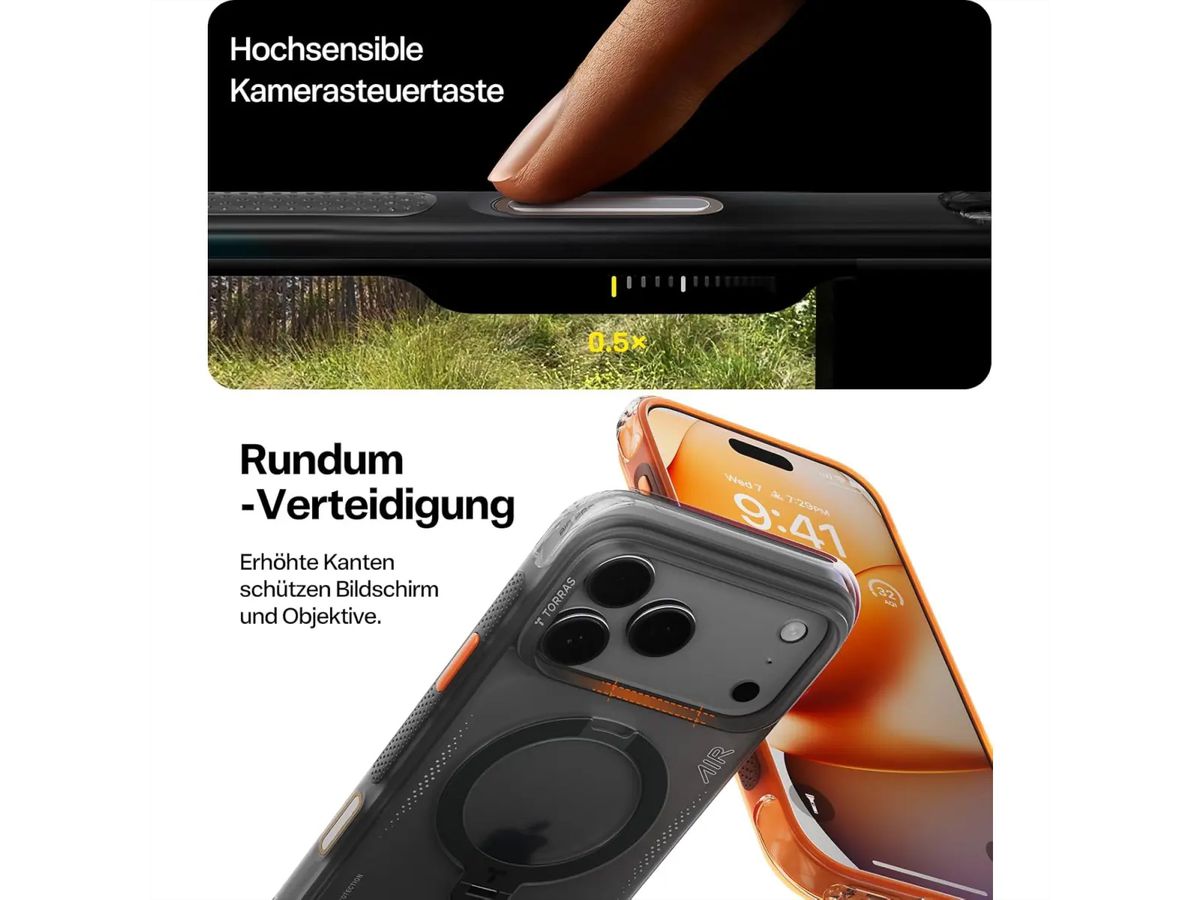 Torras Ostand Q3 Air Schutzhülle, iPhone 17 Pro, MagSafe, schwarz