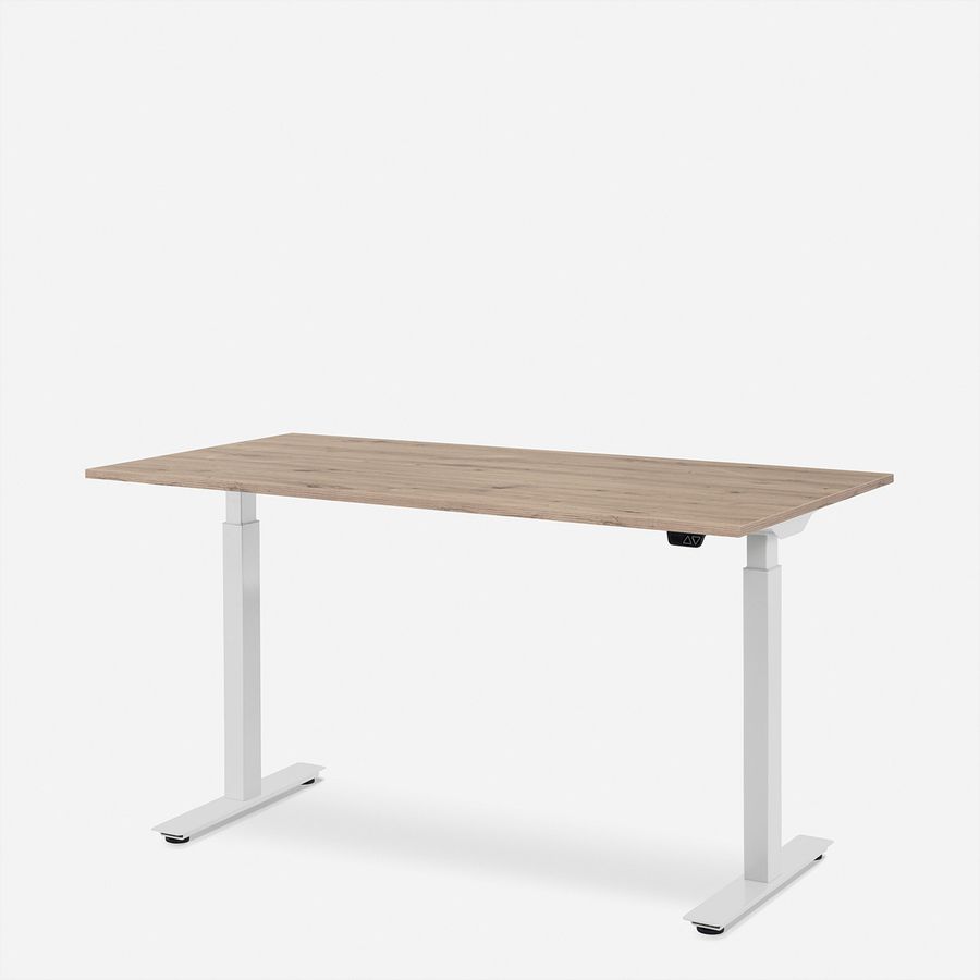 WRK21 Schreibtisch Smart 100 x 60 cm, Höhenverstellbar, Kendal Eiche / Weiss