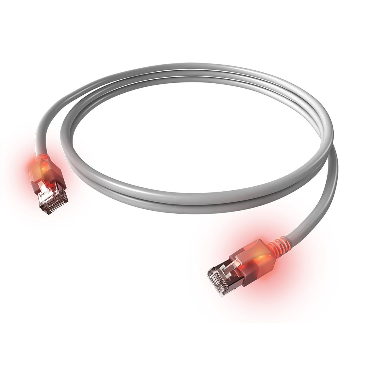 Cordon EasyLan DualBoot® LED Cat.6A (Classe EA) S/FTP, LSOH, gris, 1,5 m