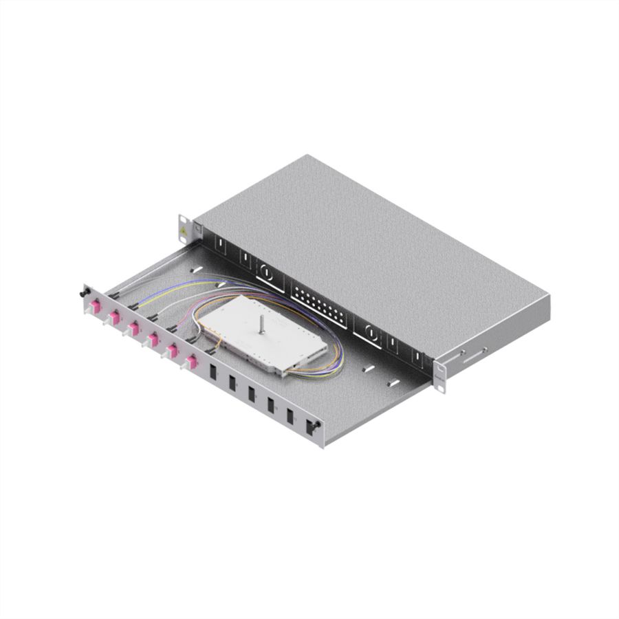 EasyLan Tiroir FO pour fusion basique catégorie C, 19" 1U, 12 ports, 6x LC-duplex, OM4