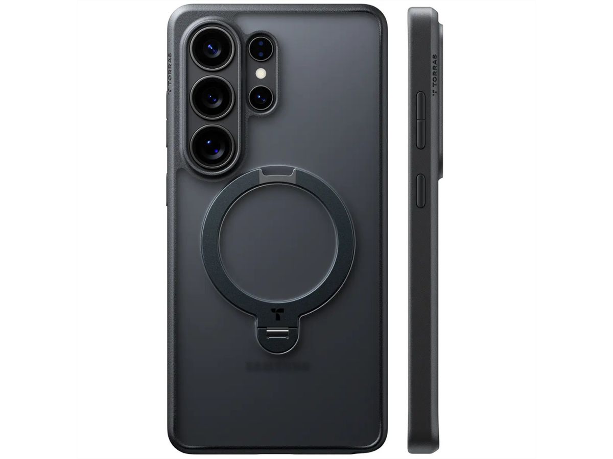 Torras Ostand 360° Spin Schutzhülle, Galaxy S26 Ultra, schwarz, schwarz