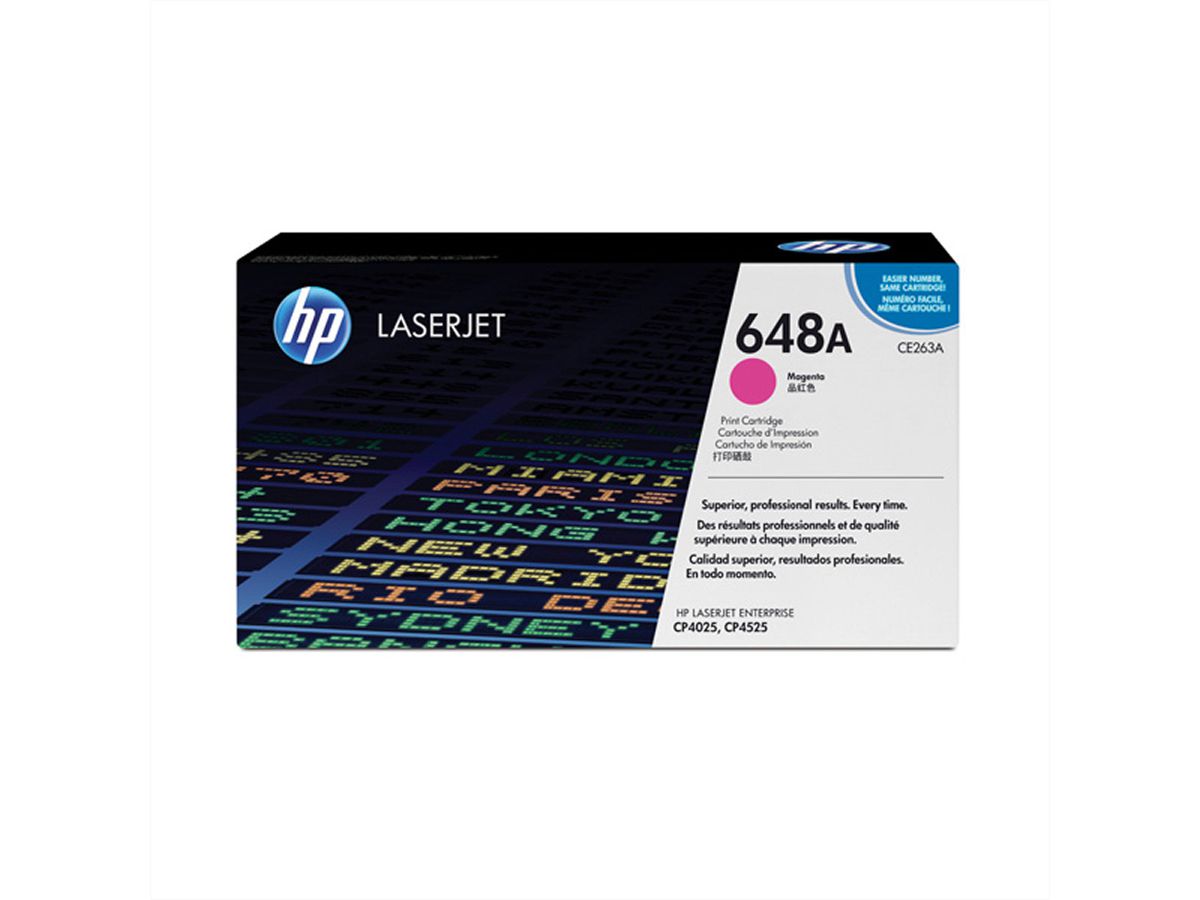 CE263A, HP Druckkassette magenta, Nr. 648A,  ca. 11.000 Seiten HP Color LaserJet CM4540 / CP4025 / CP4525