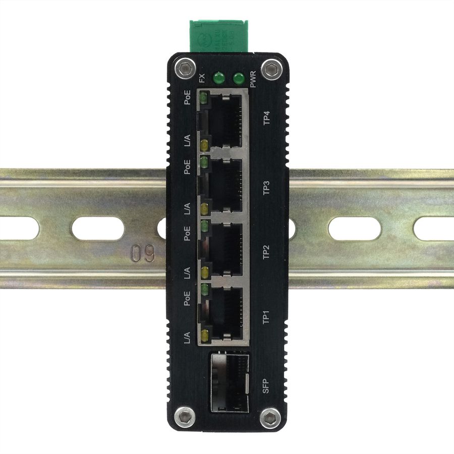 EXSYS EX-62020PoE-SFP Switch Ethernet industriel 4 ports PoE, 1 port 100/1000Fx SFP