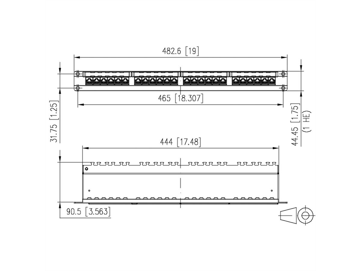 METZ CONNECT E-DAT C6A panneau de brassage 24 ports 1UH LSA