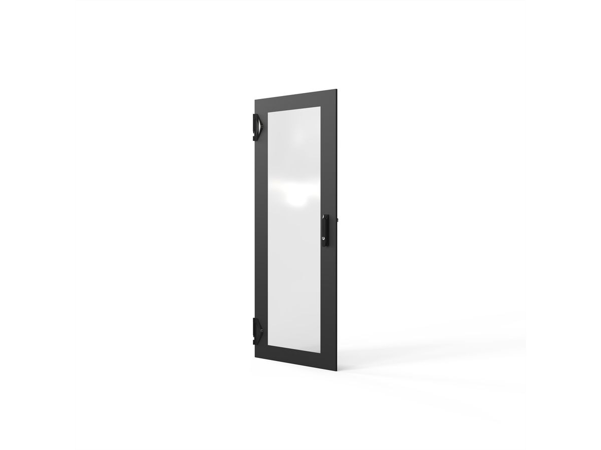 SCHROFF Porte en verre 1400H 600 IP55 fermeture 3 points RAL7021