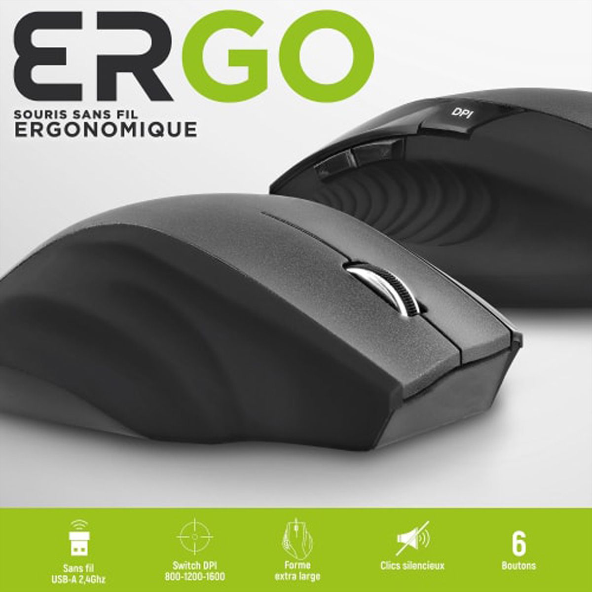 T’nB ergonomische kabellose Maus, Schwarz