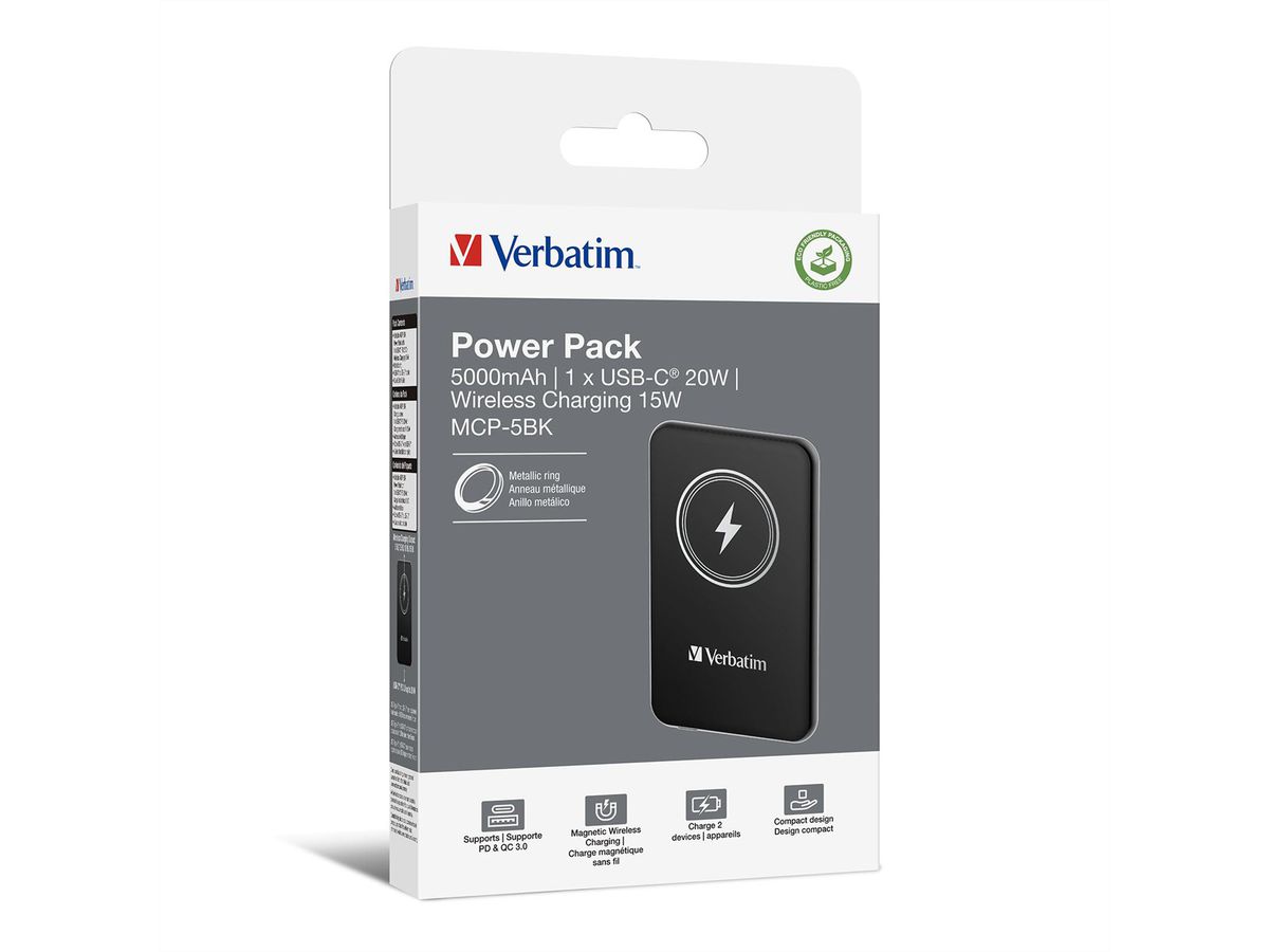 Verbatim Powerbank 5000 mAh Black, 15W, PD20W, USB-C