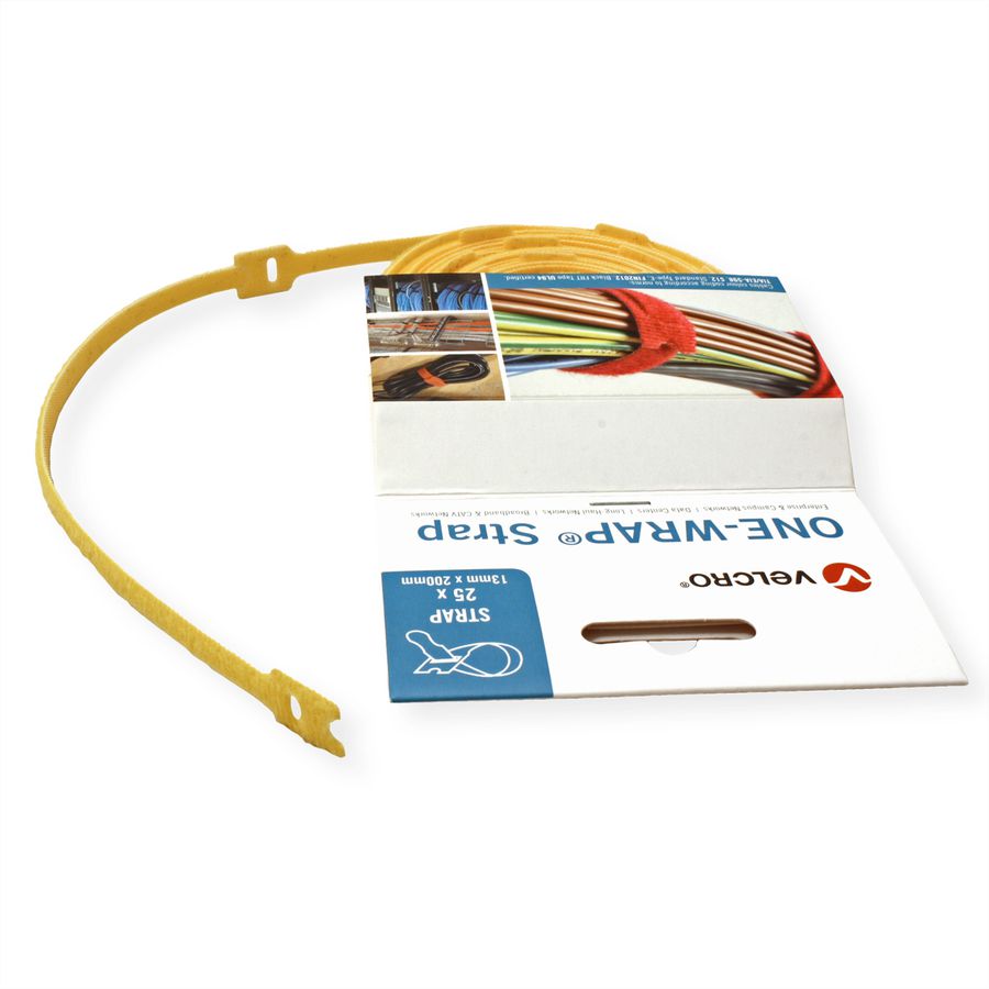 VELCRO® One Wrap® Strap 13mm x 200mm, 25 pièces, jaune