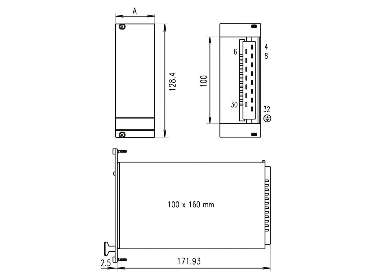 SCHROFF PSU Face avant pour PSM, Triple, 3 U, 10 HP, blindé, 2.5 mm, Al, face avant anodisée, face d’appui conductrice