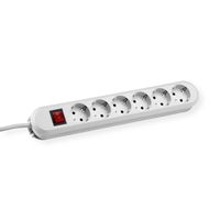 BACHMANN Prise multiple, 6x, interrupteur, blanche, blanc, 5 m