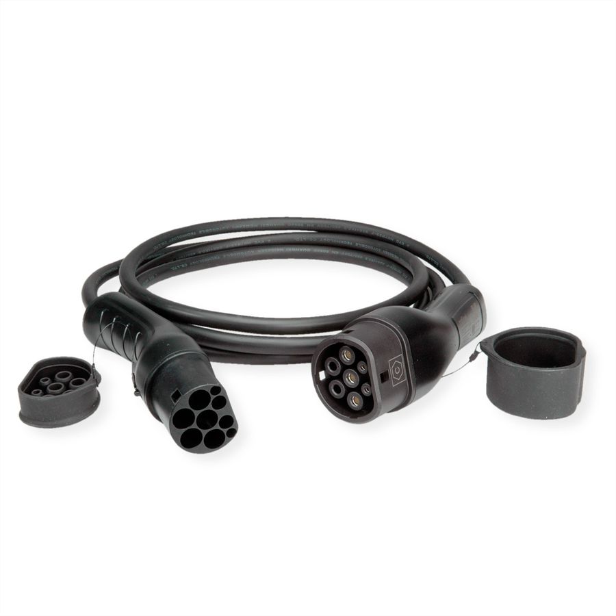 ROLINE E-Auto Ladekabel Typ2, 1-phasig, 250VAC (1P+N+E), 32 A, 7,4 kW, 3 m