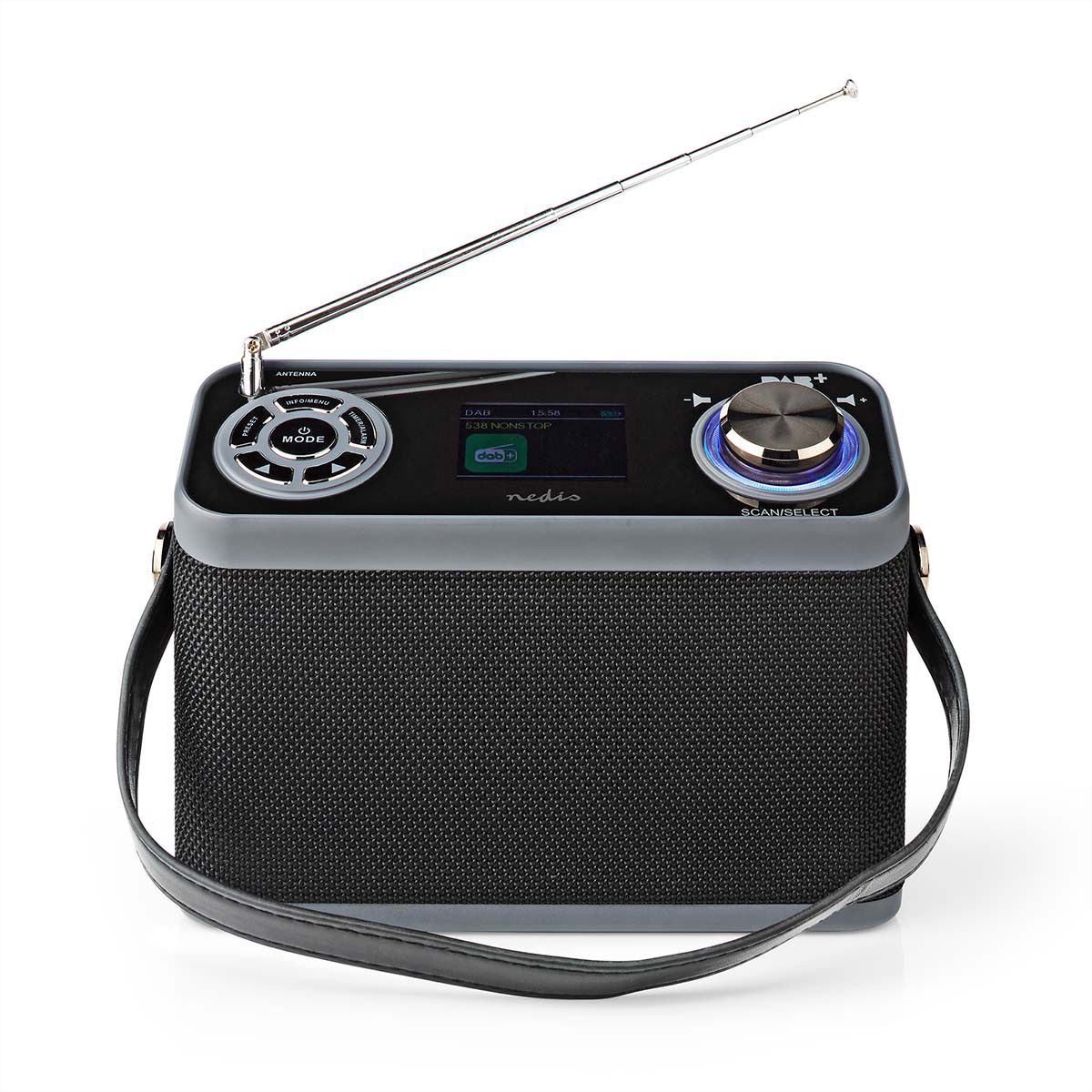 Radio de table DAB+ Nedis, noir, Bluetooth, batterie rechargeable