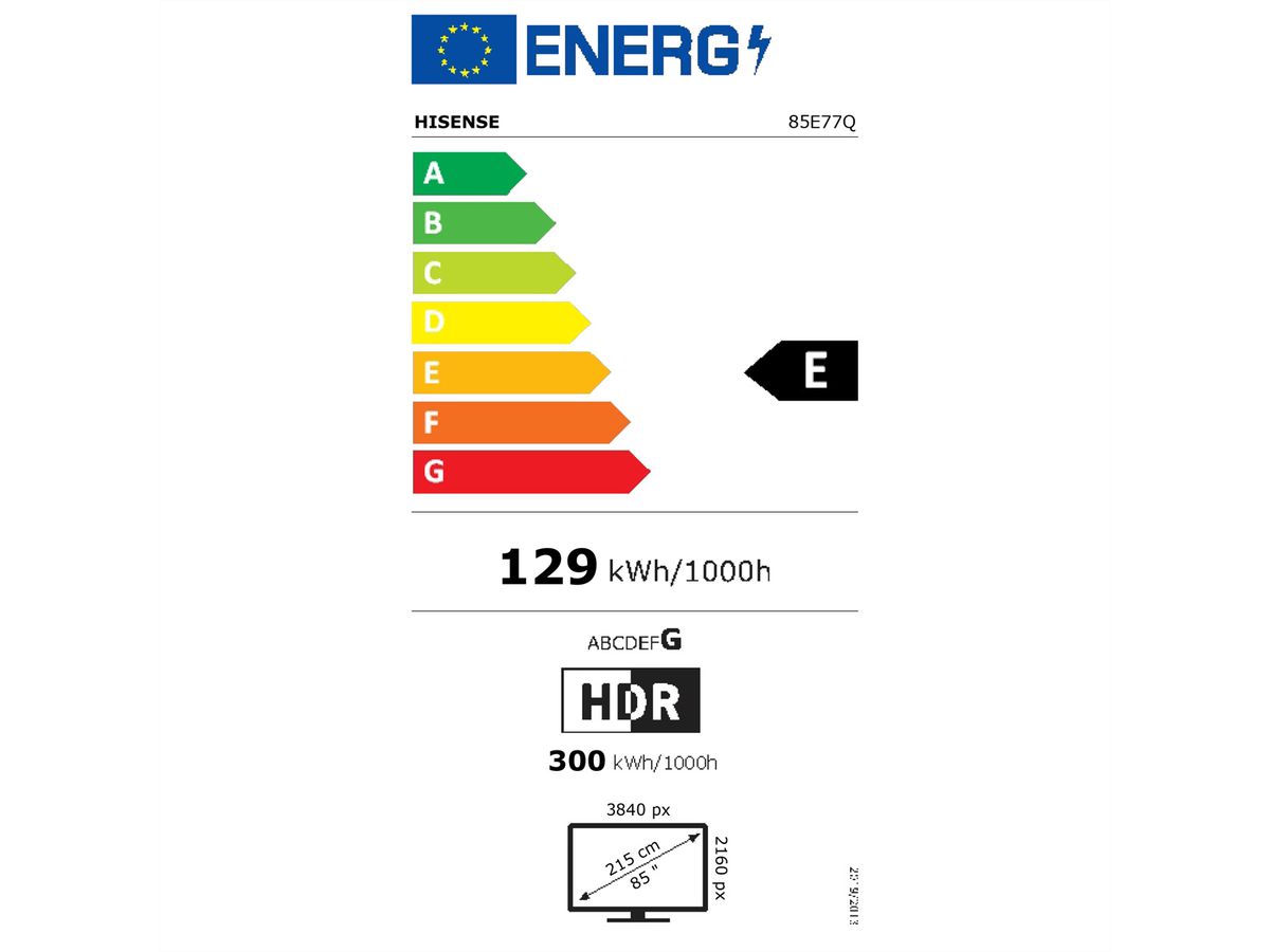 Hisense TV 85E77Q 85", QLED 4K, 60Hz