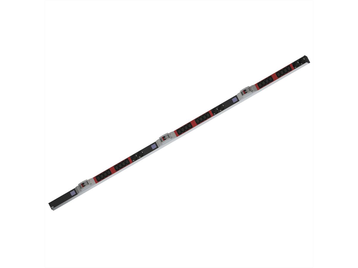 BACHMANN BN0500 19" PDU 1U 24xC13,6xcontact de protection, mesure de puissance, raccordement CEE 3x32A, rouge