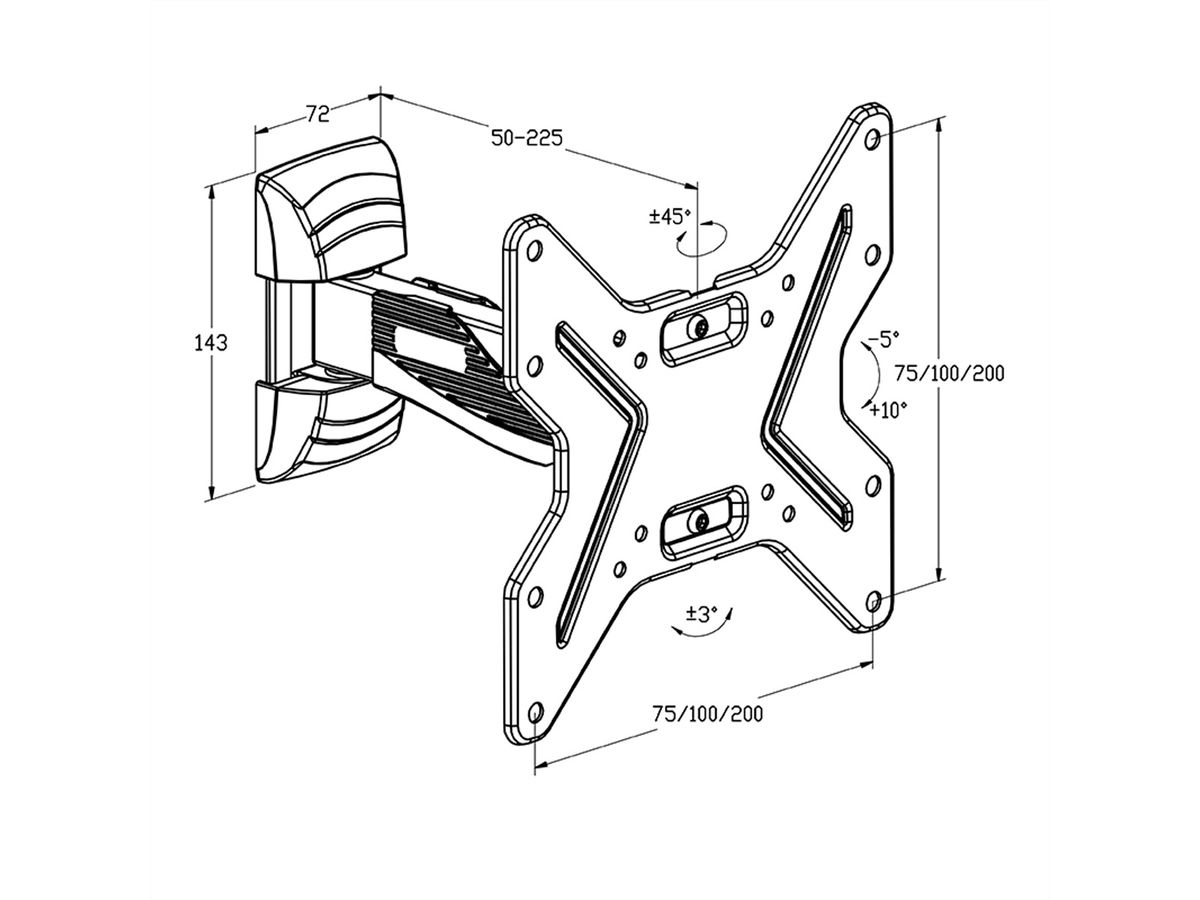 Hagor Support mural BL Fullmotion 200 - II, noir