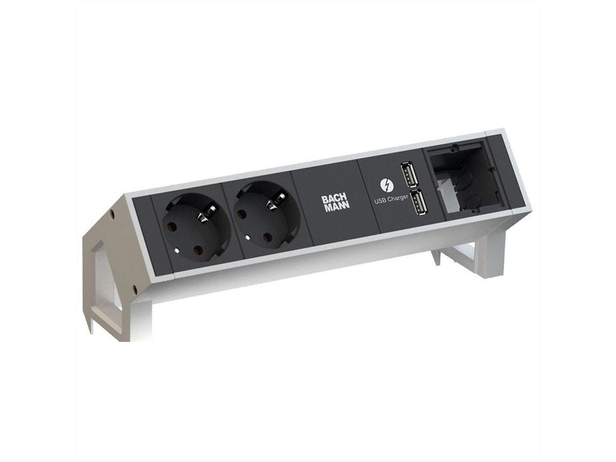BACHMANN DESK2 2x contact de protection 1x USB-Charger 1x ABD, GST18 Inox