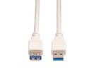 VALUE USB 3.2 Gen 1 Verlängerungskabel, Typ A-A, ST/BU, weiß, 0,8 m
