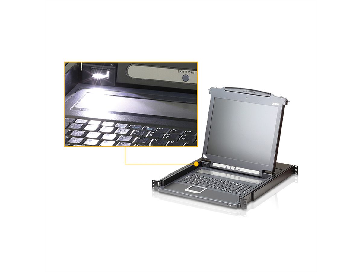 ATEN CL1000N KVM-Konsole, 19" LCD, VGA, PS/2, Tastaturlayout D