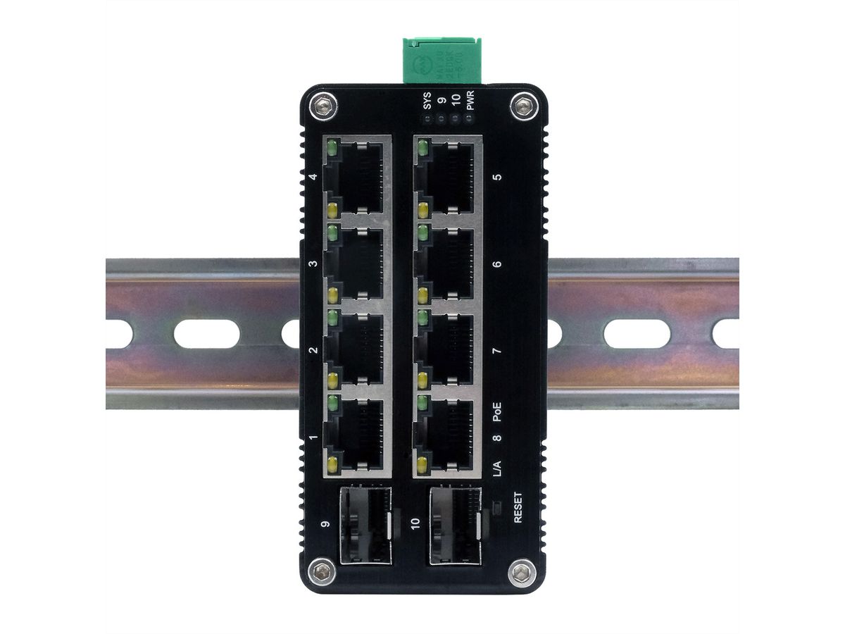 EXSYS EX-62035MPoE-SFP-8+2 Port Industrial Gigabit SFP PoE+ Mini Switch Web Managed