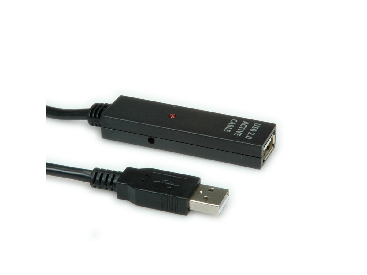VALUE Prolongation active USB 2.0 avec Repeater, noir, 30 m