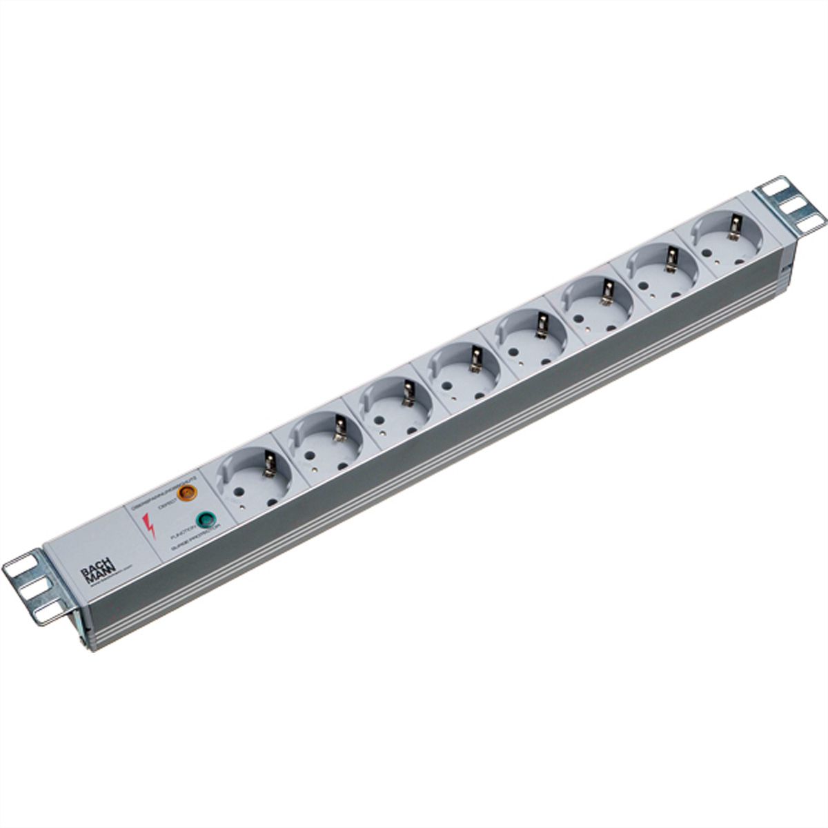 BACHMANN Bâti de prises 19" 8x avec protection contre les surtensions sans interrupteur