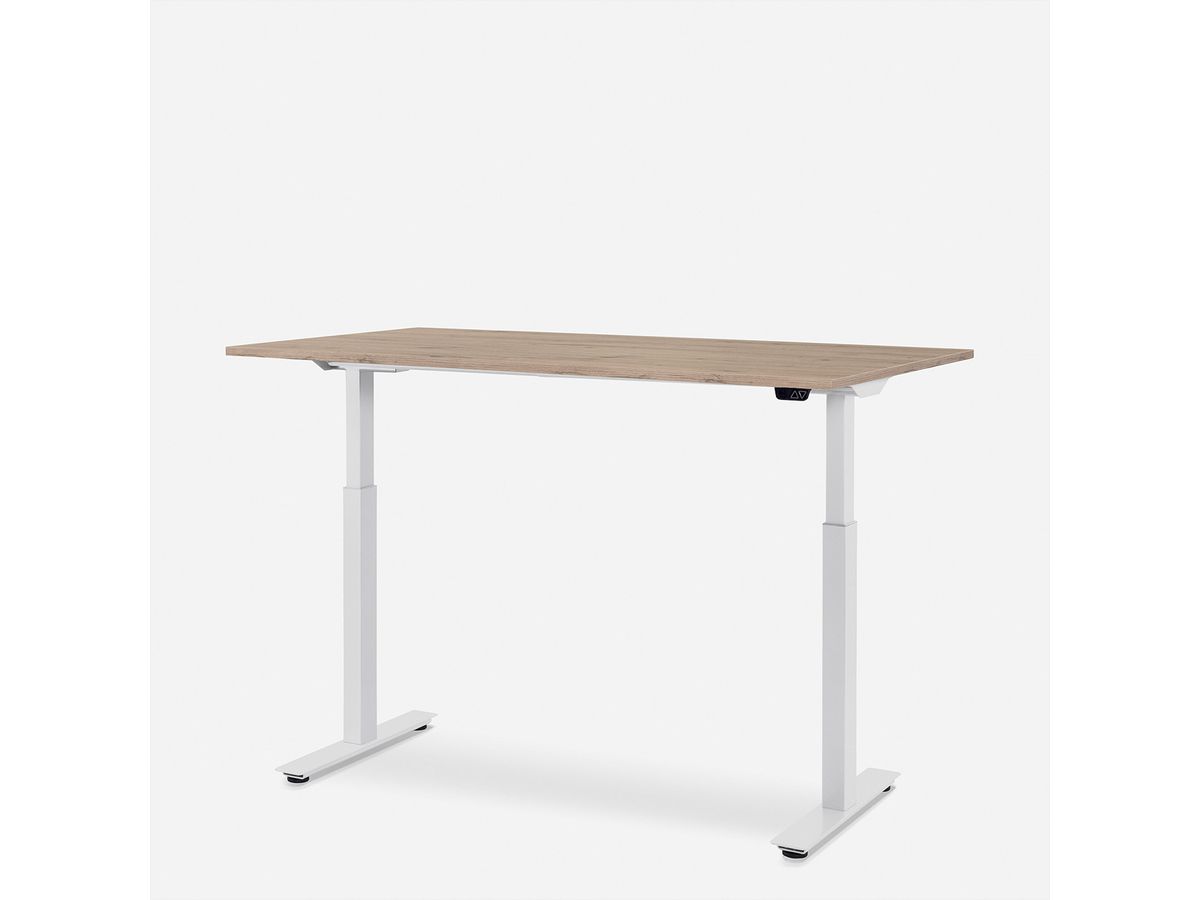 WRK21 Schreibtisch Smart 100 x 60 cm, Höhenverstellbar, Kendal Eiche / Weiss