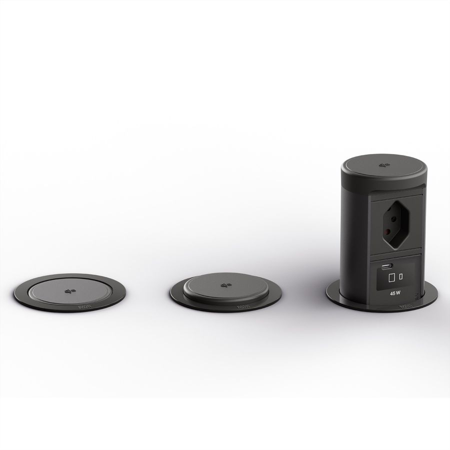 BACHMANN ELEVATOR2 1xCH T13, 1xUSB C Wireless Charger RAL9005 2,0m AE