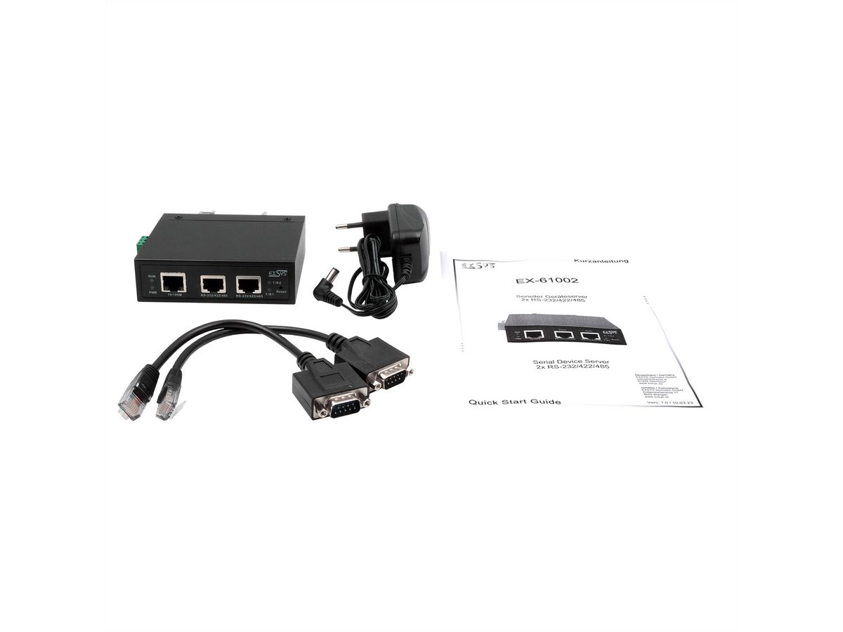 EXSYS EX-61002 Ethernet zu 2 x Seriell RS-232/422/485