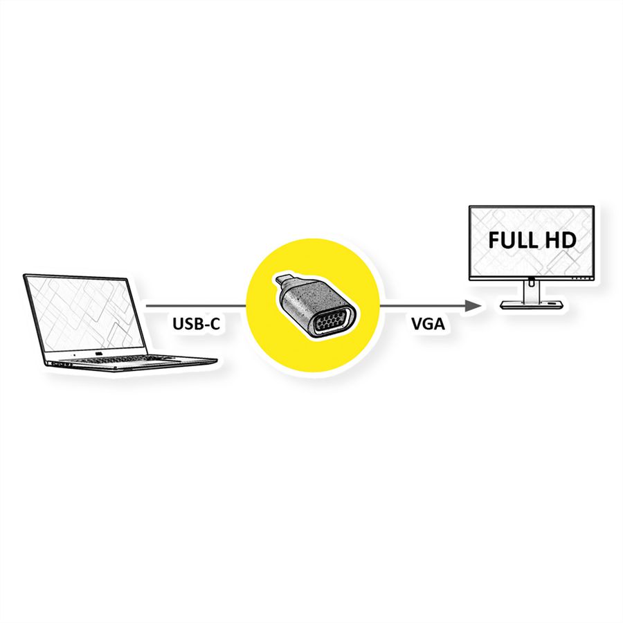 ROLINE GOLD Display Adapter USB Typ C - VGA