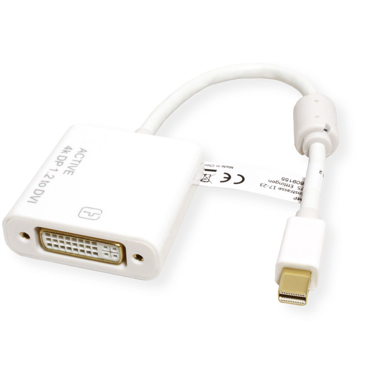 ROLINE 4K Mini DisplayPort-DVI Adapter, Mini DP ST - DVI BU