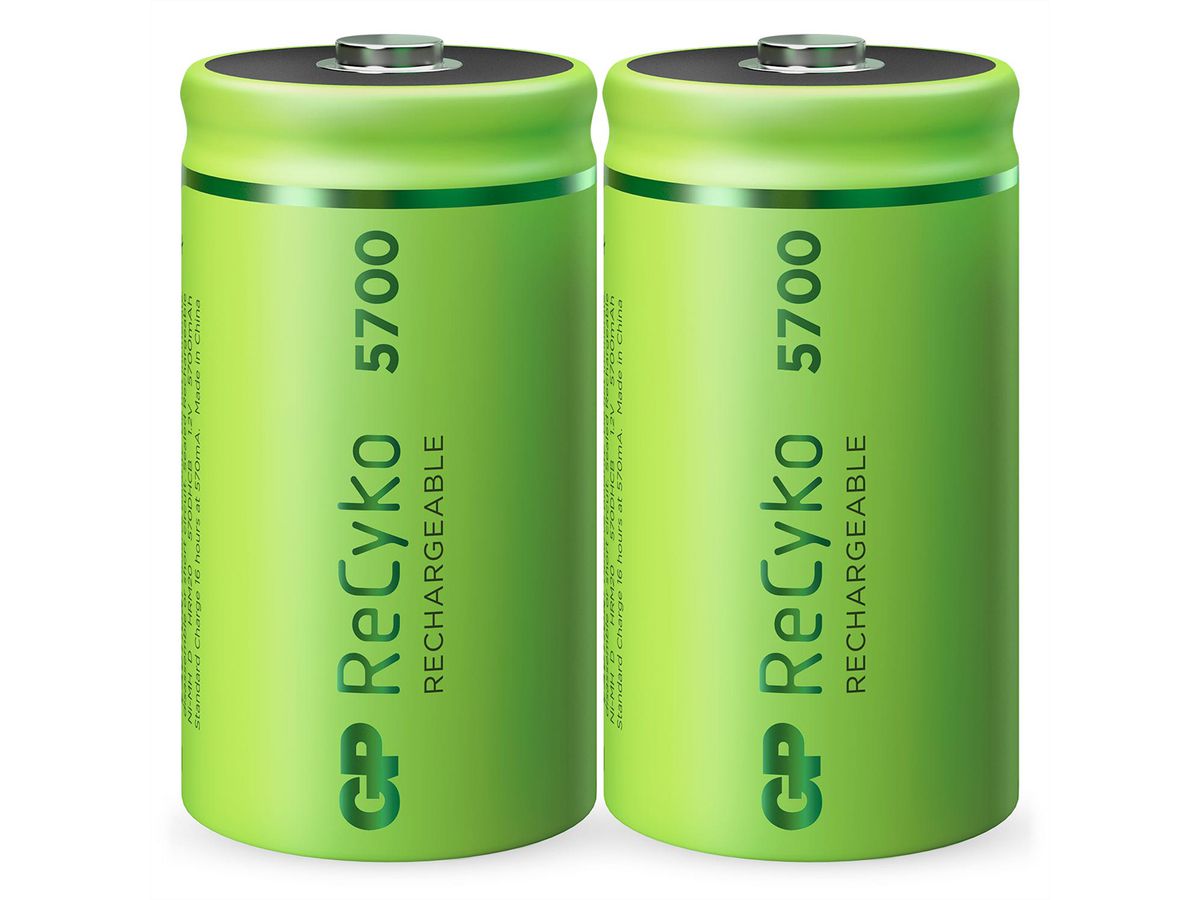GP Batteries RECYKO+, HR20, 2x D, Akkus, NiMH, 5700mAh