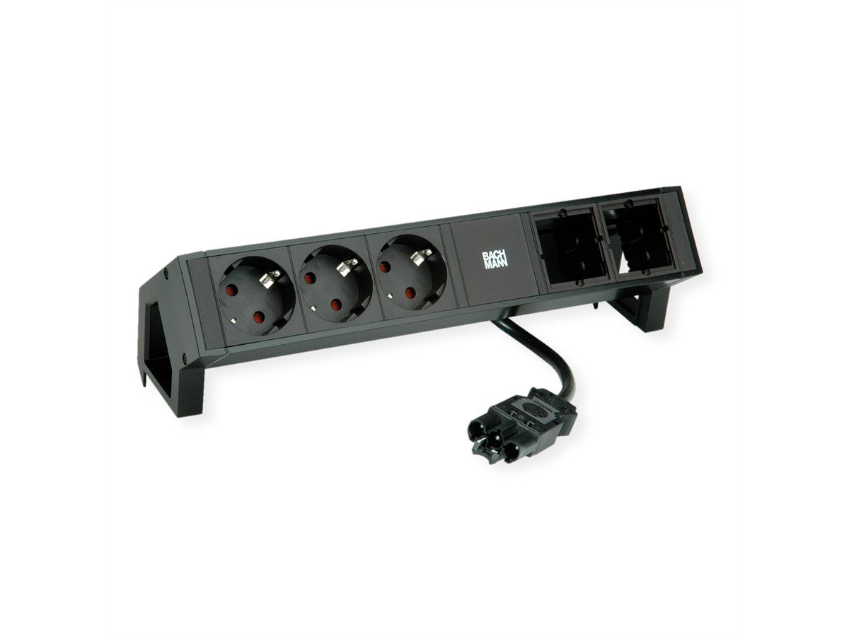 BACHMANN DESK2 3xCEE7/3 2xCM Strom 0,2m GST18 RAL9005