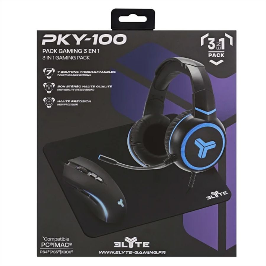 T'nB ELYTE Gamer Starterpack 3 in 1 Mousepad, Gaming Mouse, Gaming Headset