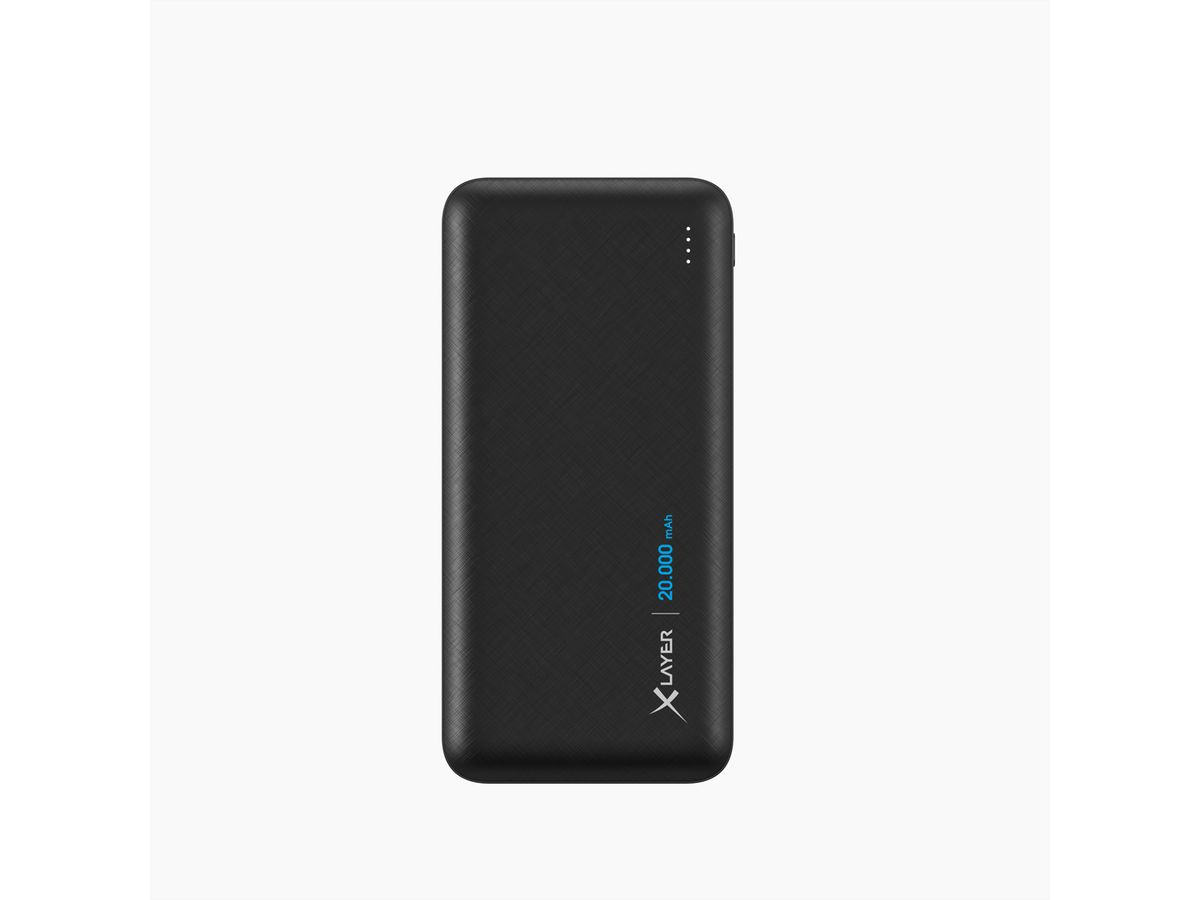 Xlayer Powerbank Solid 20'000mAh, USB C, USB A, Output 2.1 A, schwarz