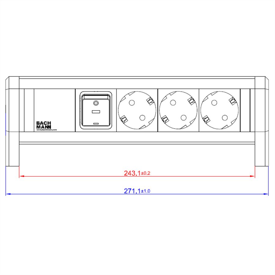 BACHMANN DESK 1xinterrupteur 3xCEE7/3